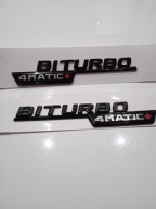 EMBLEMAT MERCEDES BITURBO 4MATIC CZARNY POŁYSK KOMPLET
