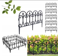 8x Płotek OGRODOWY plastikowy czarny border palisada obrzeże trawnik 480cm