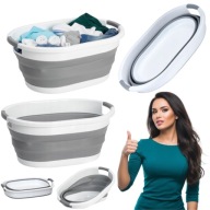 KOSZ POJEMNIK NA PRANIE DUŻY SILIKONOWY SKŁADANY 25L SZARY MISKA