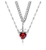 NASZYJNIK Z SERCEM I MIECZEM DLA PAR PREZENT WALENTYNKOWY CZERWONE