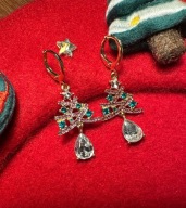 Fajne efektowne wiszące kolczyki Choinki choinka