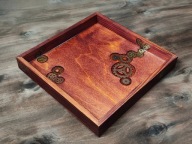 Drewniana tacka do rzucania kości - steampunk, industrial. Rękodzieło
