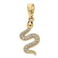 86372 Zawieszka stal chirurgiczna 316L pozłacana 18k żmija z cyrkoniami
