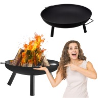 PALENISKO OGRODOWE STALOWE CZARNE XXL DUŻE 80 CM DO OGNISKA GRILLA KOCIOŁKA