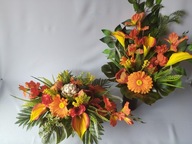 Komplet cmentarz kalia piwonia gerbera pomarańcz