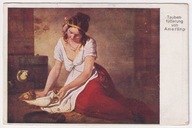 Dziewczyna karmi Gołębie 1916r.