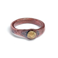 Pierścionek z miedzi - mosiężny, kuty nit.