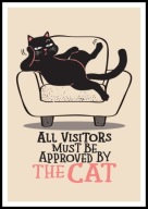 A2 ŚMIESZNY PLAKAT Z CZARNYM KOTEM KOT, HUMOR, ALL VISITORS MUST BE ...
