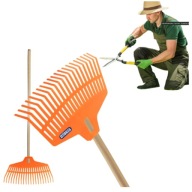 GRABIE OGRODOWE Z KIJEM TRZON GRABKI LEKKIE PLASTIK 21 ZĘBÓW DO LIŚCI