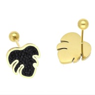 63722 Kolczyki złota stal chirurgiczna piercing liście monstery