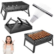 GRILL WĘGLOWY TURYSTYCZNY SKŁADANY PRZENOŚNY MAŁY ZESTAW + 20x SZPIKULCE