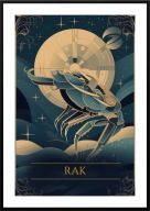 A2 GRANATOWY PLAKAT ZNAK ZODIAKU RAK KOSMOS GALAKTYKA, DO DOMU NA PREZENT