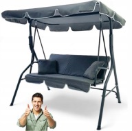 HUŚTAWKA OGRODOWA 3 OSOBOWA Z DASZKIEM PODUSZKI REGULOWANA 240KG