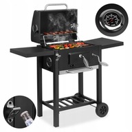 Grill węglowy ogrodowy CARBON czarny pokrywa palenisko termometr popielnik