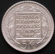 Szwecja 5 koron 1966 - król Gustaw VI Adolf - srebro