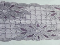 Koronka francuska elastyczna na tiulu fioletowa szerokość 15cm