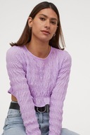 H & M fioletowy crop top marszczony falbanka gorsetowy coquette lawendowy