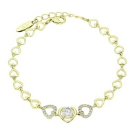 88638 Bransoletka 14k pozłacana 17+4 CM 10 MM elegancka z serduszkami