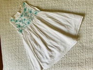 Sukienka biała haft kwiaty boho tiny ted 6-9m lato