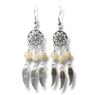 MR02 Kolczyki kamienie MORGANIT skrzydła - łapacz snów !