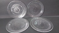 4 x talerze deserowe szklo prasowane artsystyczne vintage design