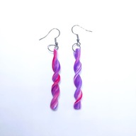 Kolczyki różowe brokat świderki 70mm