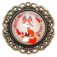 Broszka vintage retro boho LIS urocza przypinka RUDY LISEK w stylu kawaii