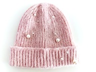 NOWA DAMSKA CZAPKA ZIMOWA ROZOWA PERELKI