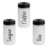 Zestaw 3 szklanych pojemników 1l, Kawa/Herbata/Cukier