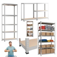 REGAŁ MAGAZYNOWY METALOWY WARSZTAT SKRĘCANY GARAŻ PIWNICA BIURO 180X75X30CM