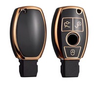 Czarno-złote etui na kluczyk Mercedes – solidna ochrona 3 przyciski
