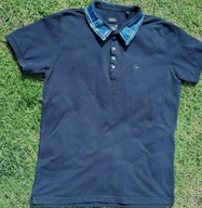 Koszulka męska polo shirt czarna cotton SLIM FIT r. L/52, BDB