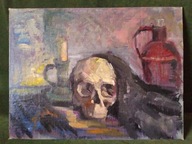 Martwa natura - Stary obraz olejny ręcznie malowany na płótnie