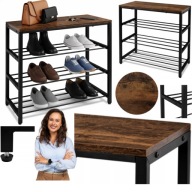 SZAFKA NA BUTY METALOWA CZARNA STOJAK OBUWIE DĄB REGAŁ PÓŁKA LOFT SOLIDNA