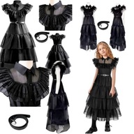 STRÓJ NA HALOWEEN WEDNESDAY KARNAWAŁOWY DLA DZIECI M SUKNIA NA BAL PASEK