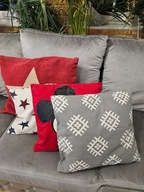 Ozdobna dekoracyjna Poszewka na poduszką gwiazdki śnieżynki cotton 38x40cm