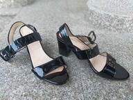 HOBBS nr 39 włoskie eleganckie sandały na słupku skóra