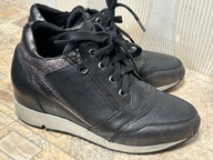 CLAUDIA GHIZZANI CZARNE BROKATOWE SZNUROWANE NISKIE TRAMPKI BUTY ROZ 36