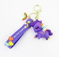 Brelok do torebki kluczy damski gumowy jednorożec fioletowy tęcza zawieszka