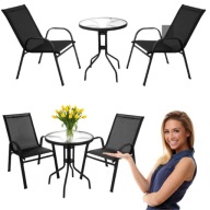 ZESTAW MEBLI OGRODOWYCH STOLIK 2 KRZESŁA KOMPLET MEBLE NA BALKON TARAS