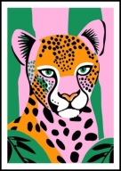 A2 KOLOROWY OBRAZ PLAKAT Z KOTEM, DZIKI KOT LAMPART