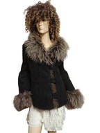 Laura di Sarpi KOŻUCH skórzany z futrem długi włos 40 obniżka