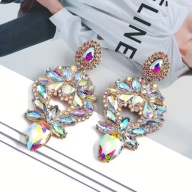 KOLCZYKI piękne modne szkło kryształ orientalne plater bialy cyrkonia