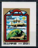 Korea Północna 1980 Znaczek 2062B ** lotnictwo samoloty Lufthansa