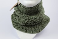 Wełniany komin, szal, ocieplacz,100% wełna merino, oliwka, rękodzieło