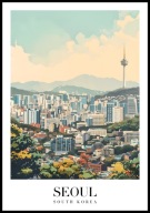 A2 PLAKAT MIASTO SEUL POŁUDNIOWA KOREA SEOUL SOUTH KOREA WIEŻA N SEUL