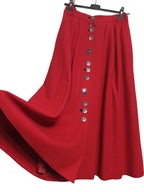 BAWARSKA długa wełniana spódnica z kieszeniami haft guziki tyrolska 38