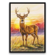 Plakat z ramą 21x30cm Jeleń W Promieniach Słońca Widok Magia Styl Retro