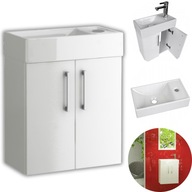 MAŁA SZAFKA ZESTAW Z UMYWALKĄ CERAMICZNĄ WISZĄCA BIAŁA ŁAZIENKOWA 40 CM