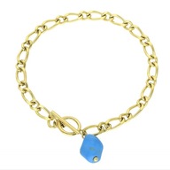 63244 Bransoletka złota stal chirurgiczna z koralikiem